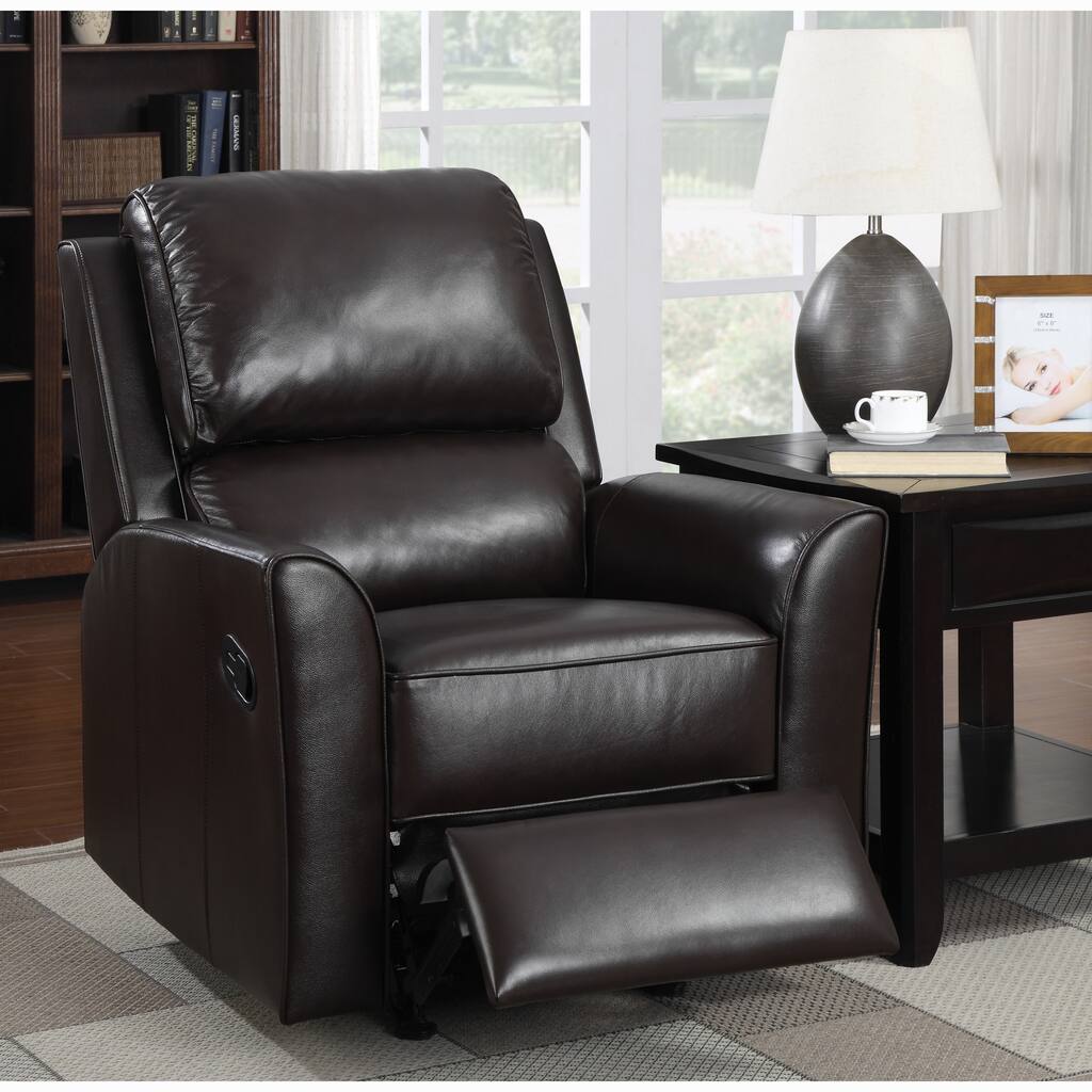 Piper Brown Italian Leather Rocker Recliner Chair