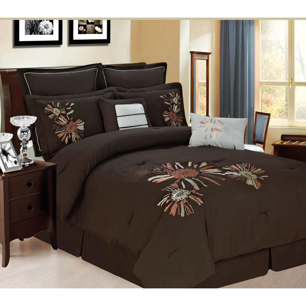 Shop Central Park 8 Piece Coffee Luxurious Comforter Set Free