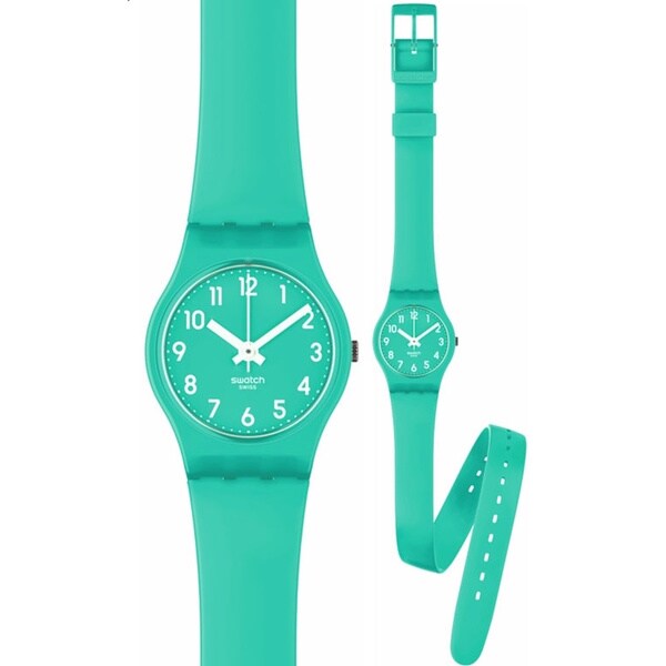 Swatch Womens Originals LL115 Green Rubber Quartz Watch with Green