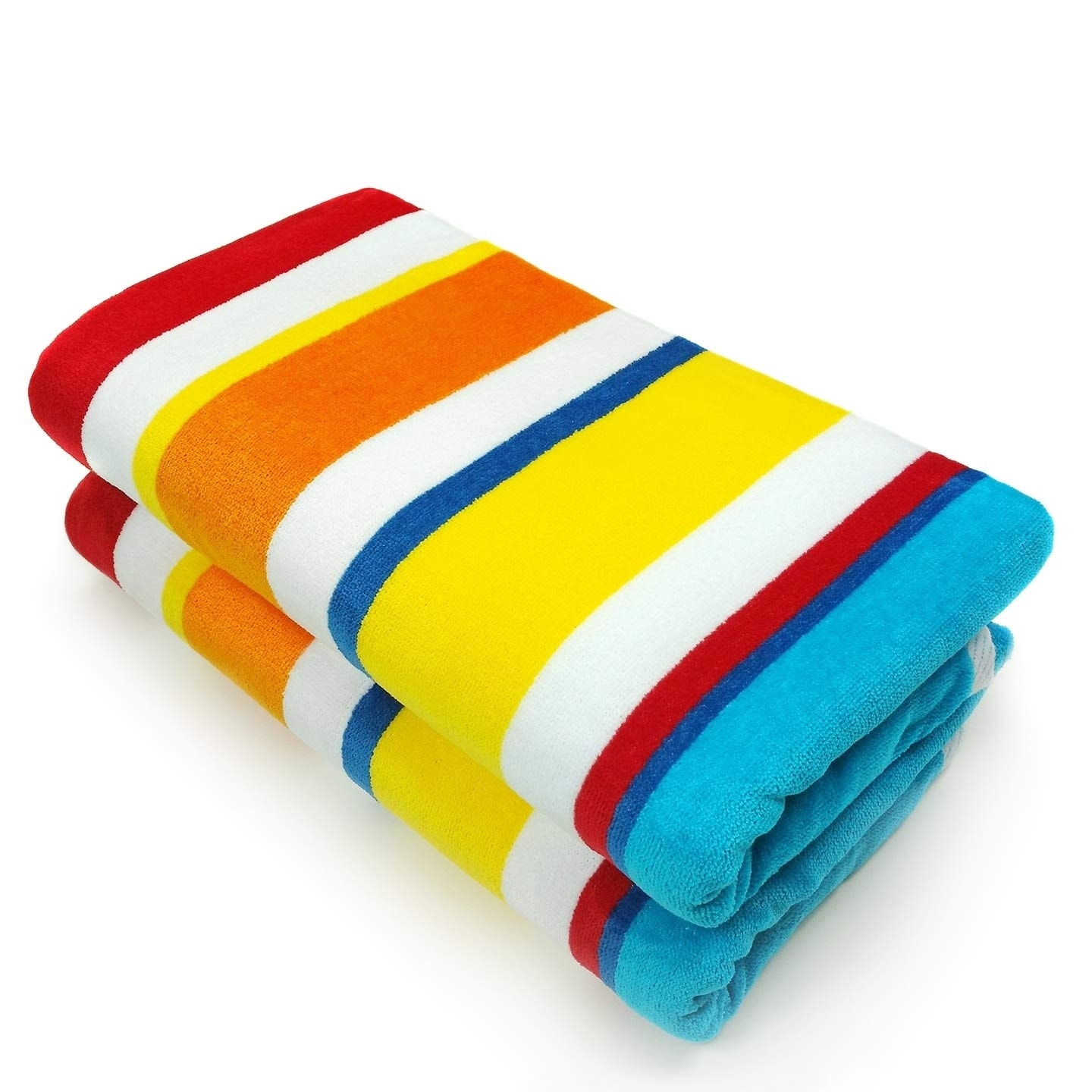 Kaufman Joey Velour Multicolor Striped Beach Towel Set Of 2 50d70200 080c 4374 B46b 74cedd1ad5e5 