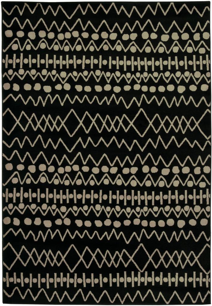 Power loomed Handicraft Imports Gibraltar Black/ Beige 100 percent Heat set Polypropylene Area Rug (53 X 77)