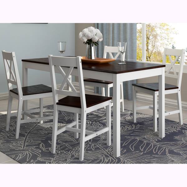 Shop Corliving Cappuccino White Dining Table Set Of 5 Overstock 8265209