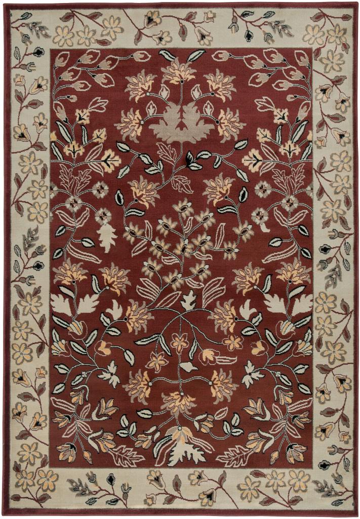 Handicraft Imports Gibraltar Red Floral Power loomed 100 percent Heat set Polypropylene Area Rug (67 X 96)