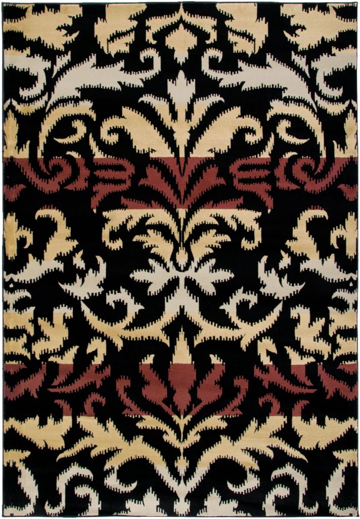 Power loomed Handicraft Imports Gibraltar Black Abstract 100 percent Heat set Polypropylene Area Rug (53 X 77)