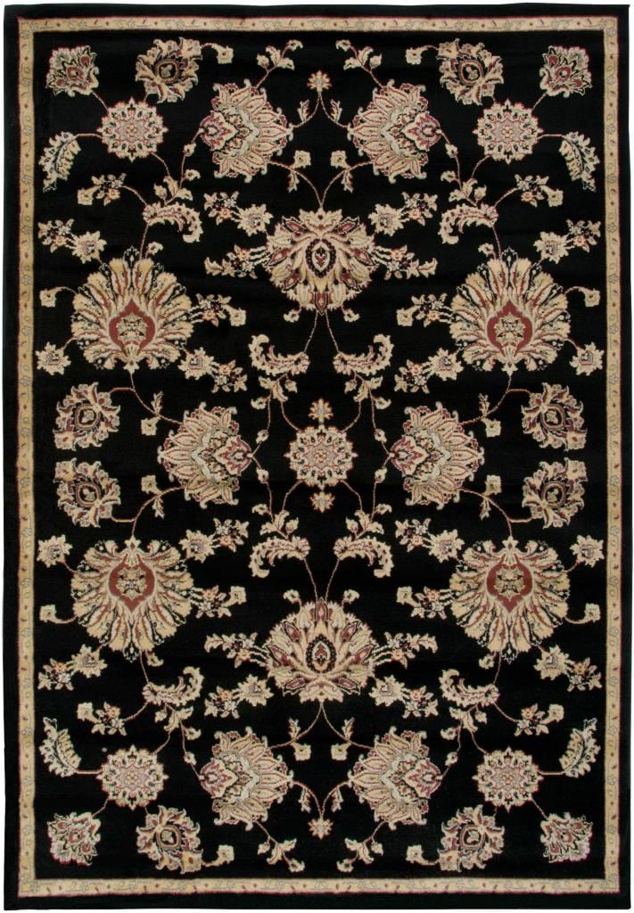 Power loomed Handicraft Imports Gibraltar Black/ Beige/ Red 100 percent Heat set Polypropylene Area Rug (53 X 77)