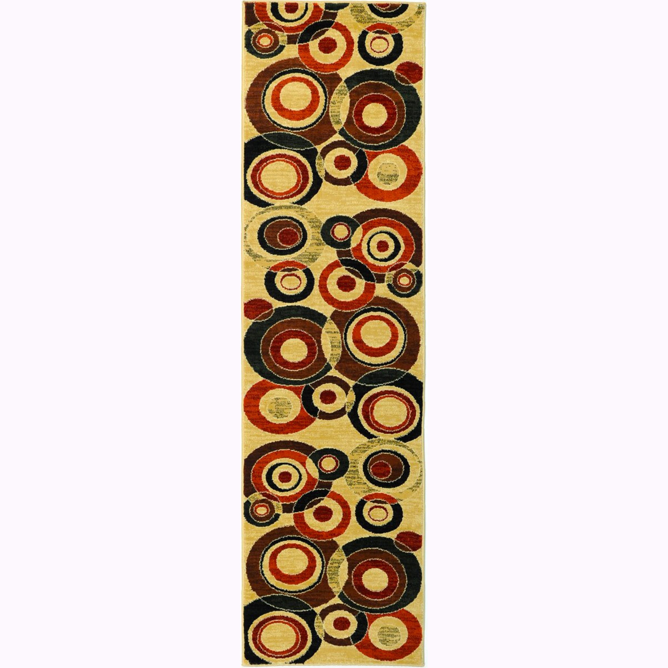 Beige Multi color Circles Runner Rug (2x72)
