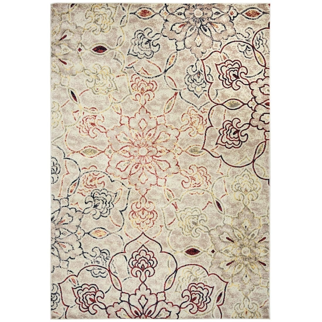 Gibraltar Floral Ivory Transitional style Area Rug (92 X 126)