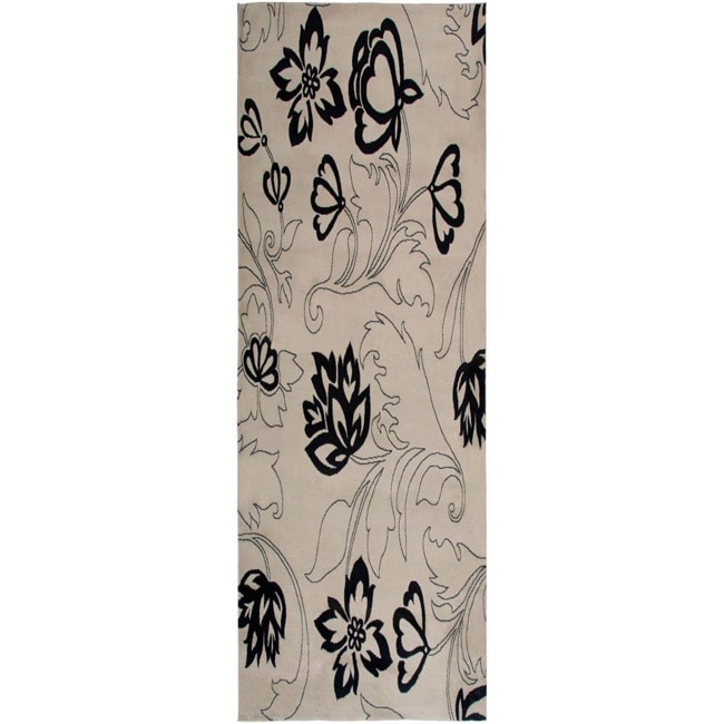 Gibraltar Ivory/ Black Runner Rug (23 X 77)