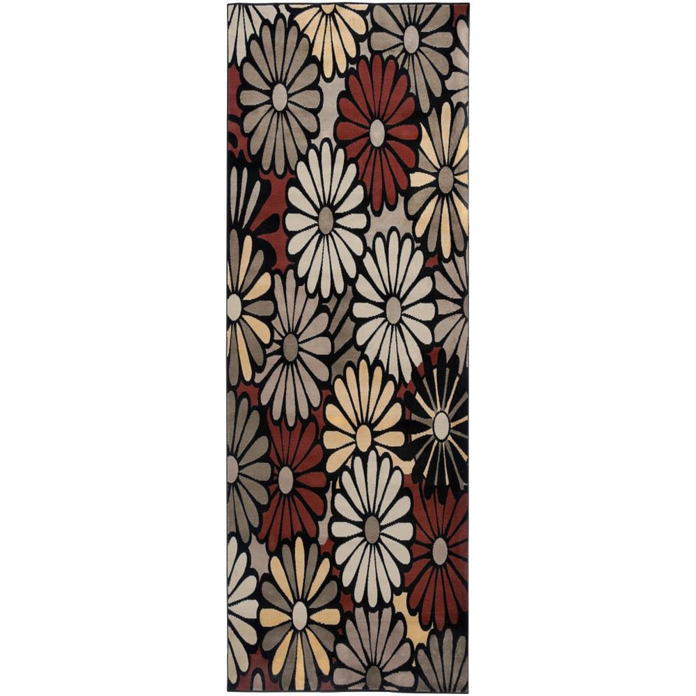 Gibraltar Black Floral Runner Rug (23 X 77)