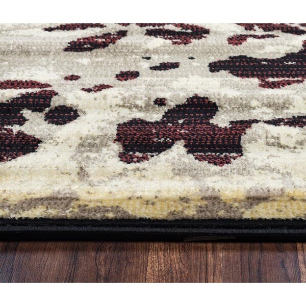 Ivory/Black Floral 7'10 x 10'10 Rizzy Home Bay Side Collection Polypropylene Area Rug