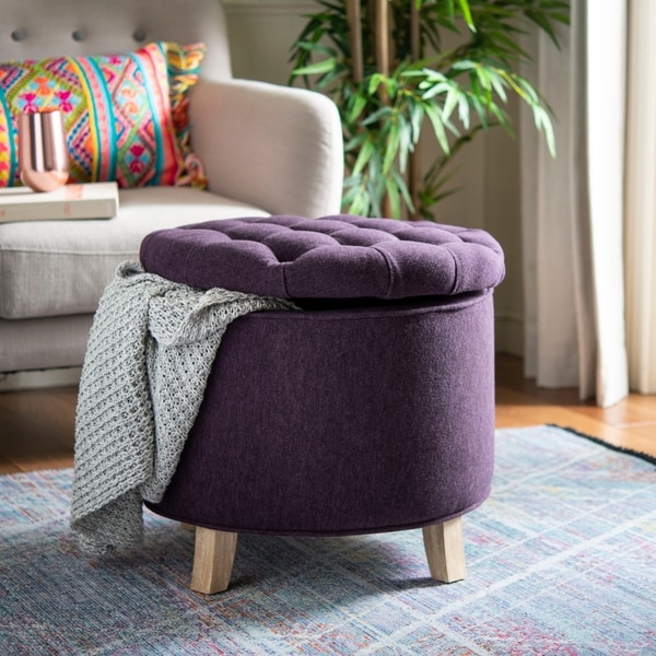 Safavieh Amelia Plum Polyester Tufted Storage Ottoman