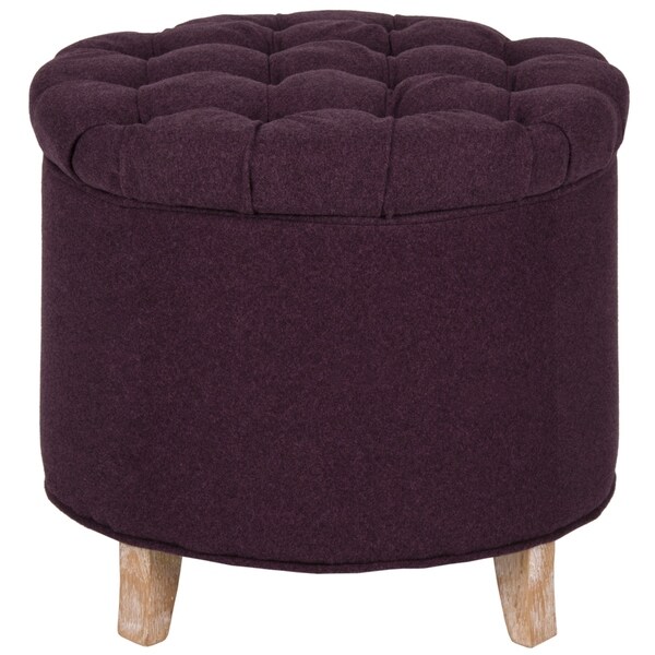Safavieh Amelia Plum Polyester Tufted Storage Ottoman