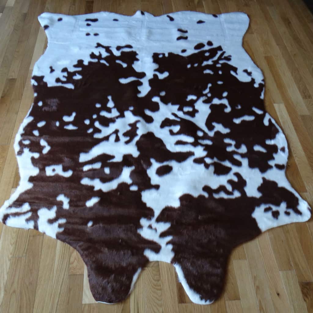 Cow hide Brown and White Acrylic Fur Rug - 5' x 7' - 5' x 7'