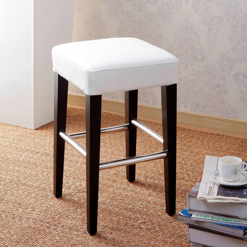 24-inch Backless Counter High Stool in Genuine Leather