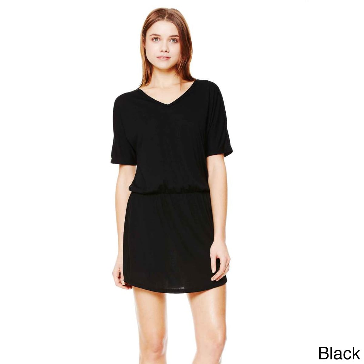Los Angeles Pop Art Bella Womens Flowy V neck Dress Black Size XL (16)
