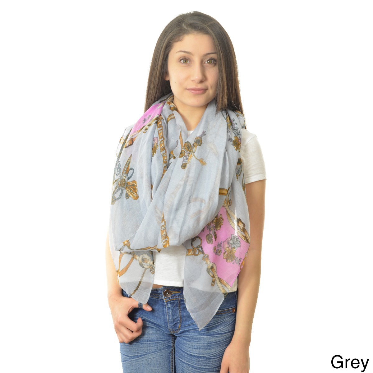 La77 Equestrian Print Sheer Scarf