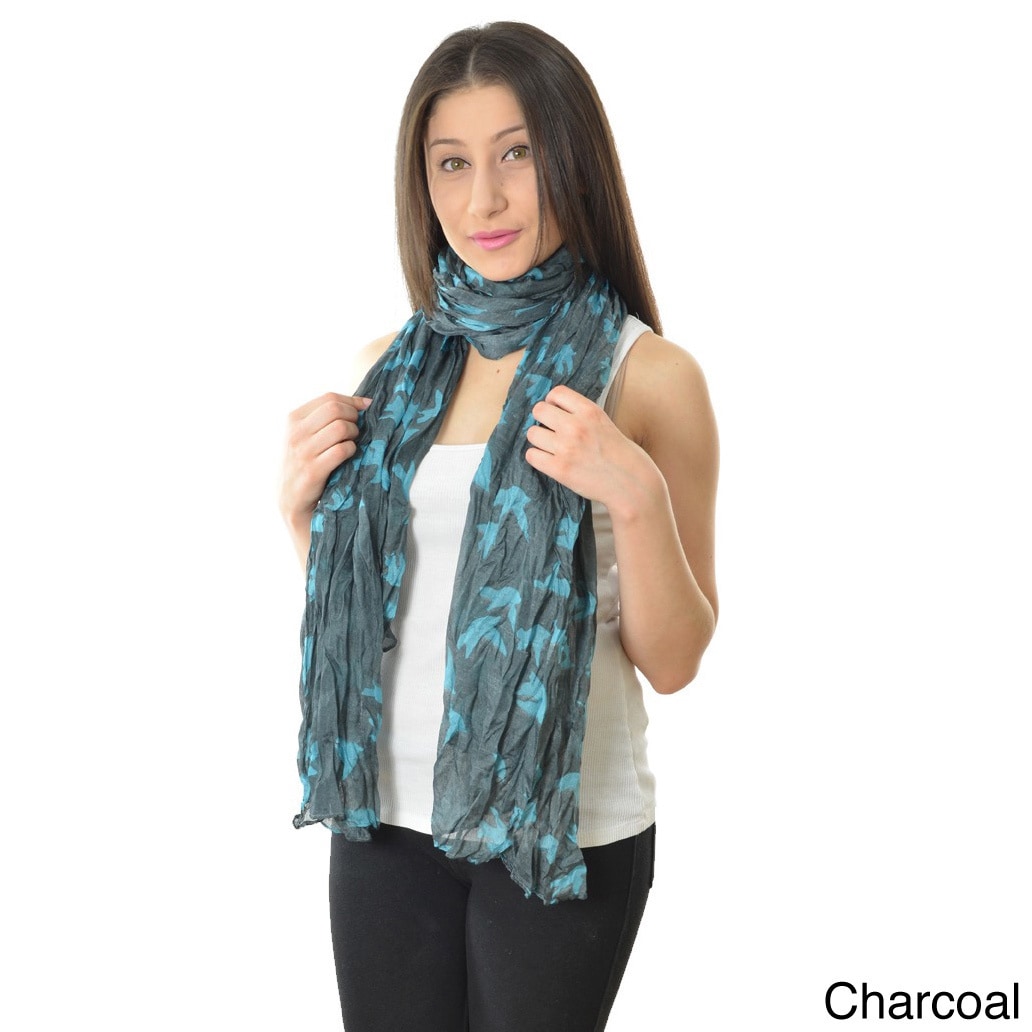 La77 Crinkle woven Sparrow Print Scarf