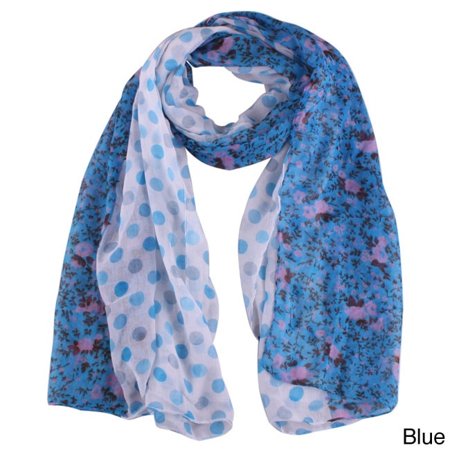 La77 Polka dot And Floral Reversable Scarf