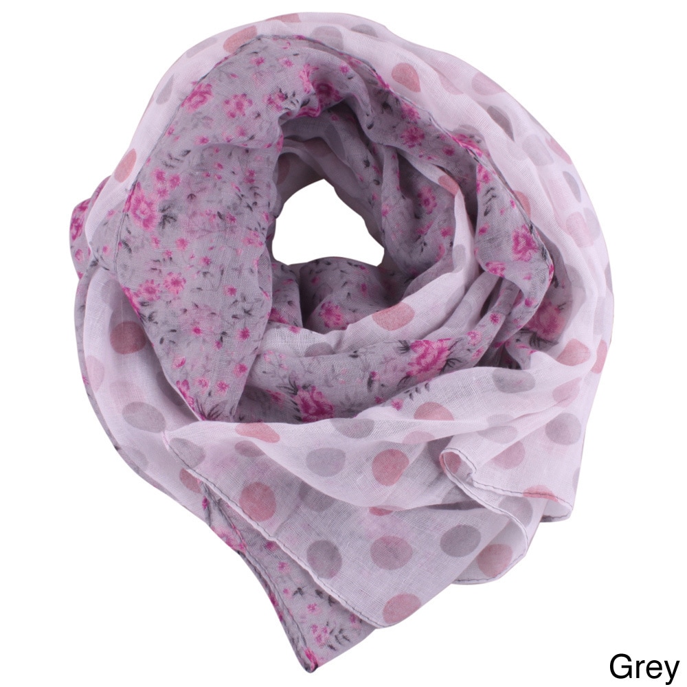 La77 Polka dot And Floral Reversable Scarf