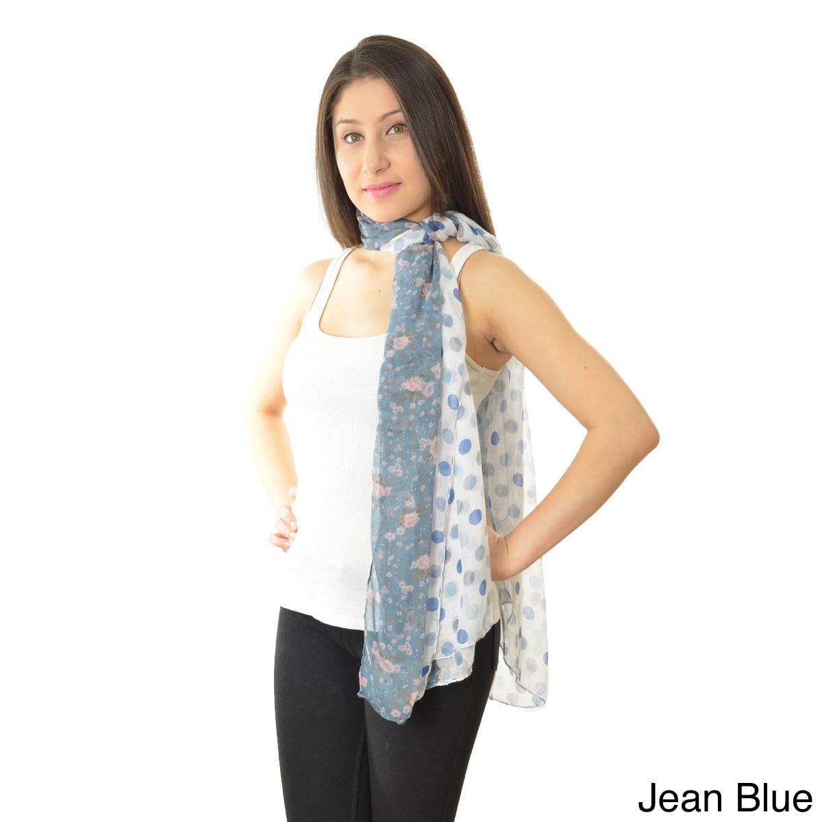 La77 Polka dot And Floral Reversable Scarf