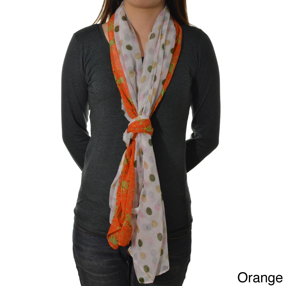 La77 Polka dot And Floral Reversable Scarf