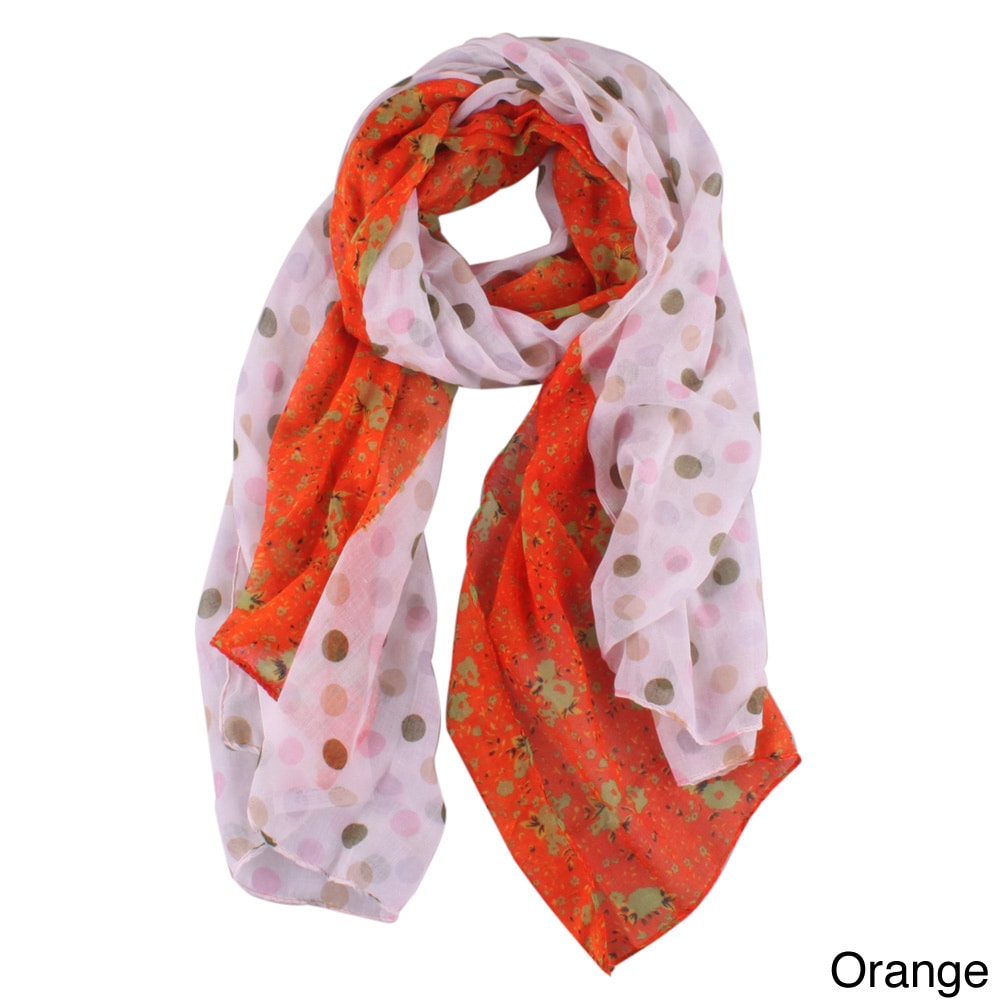 La77 Polka dot And Floral Reversable Scarf