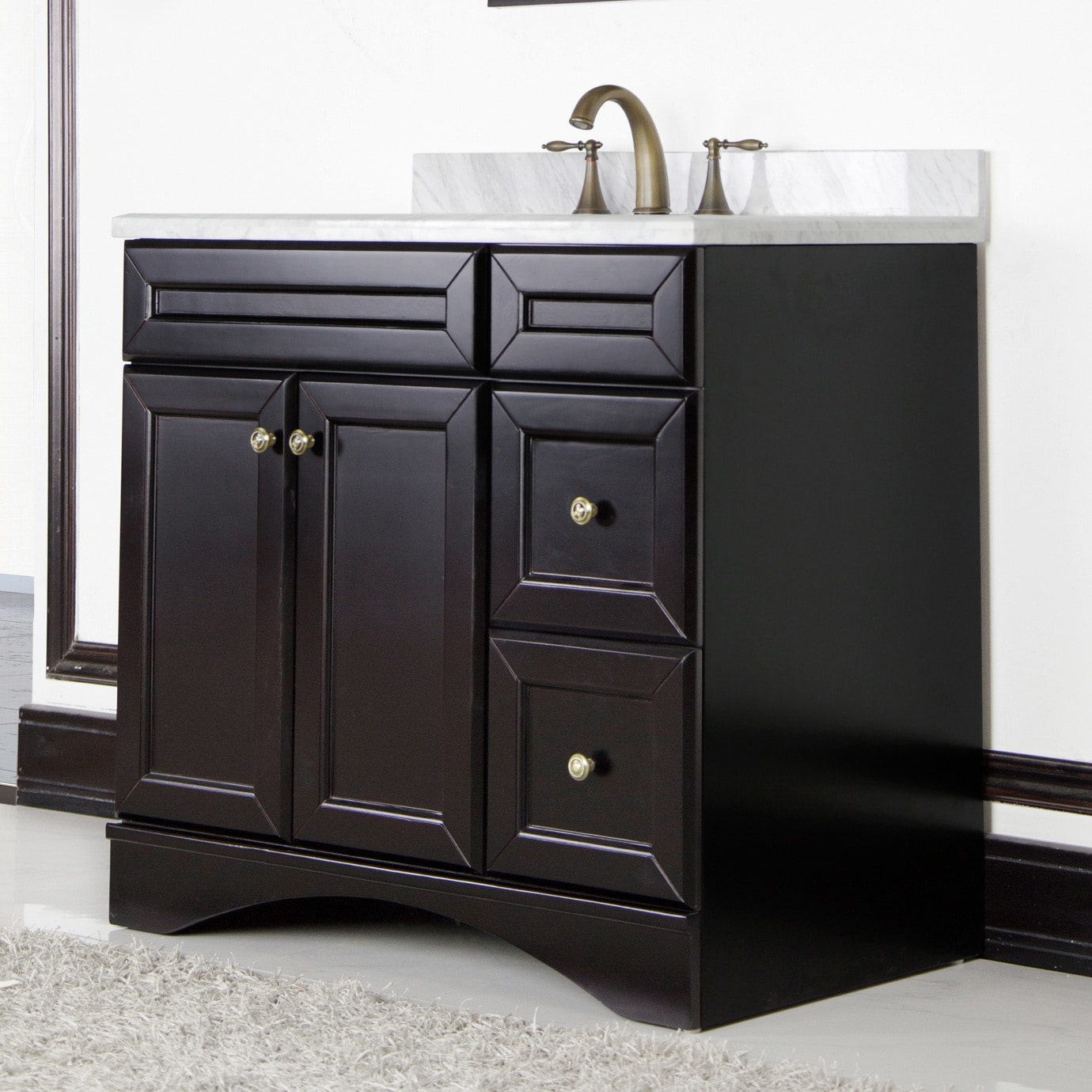 Sirio Ivory Carrera Italian Marble 36 inch Vanity Cabinet By Sirio Espresso Size Single Vanities