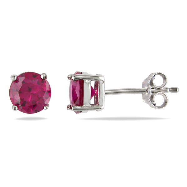 Miadora Sterling Silver Created Ruby Solitaire Earrings Miadora Gemstone Earrings