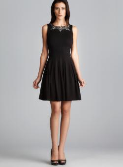 Adrianna Papell Double Knit Pleated Jewel Neck Dress Adrianna Papell Evening & Formal Dresses