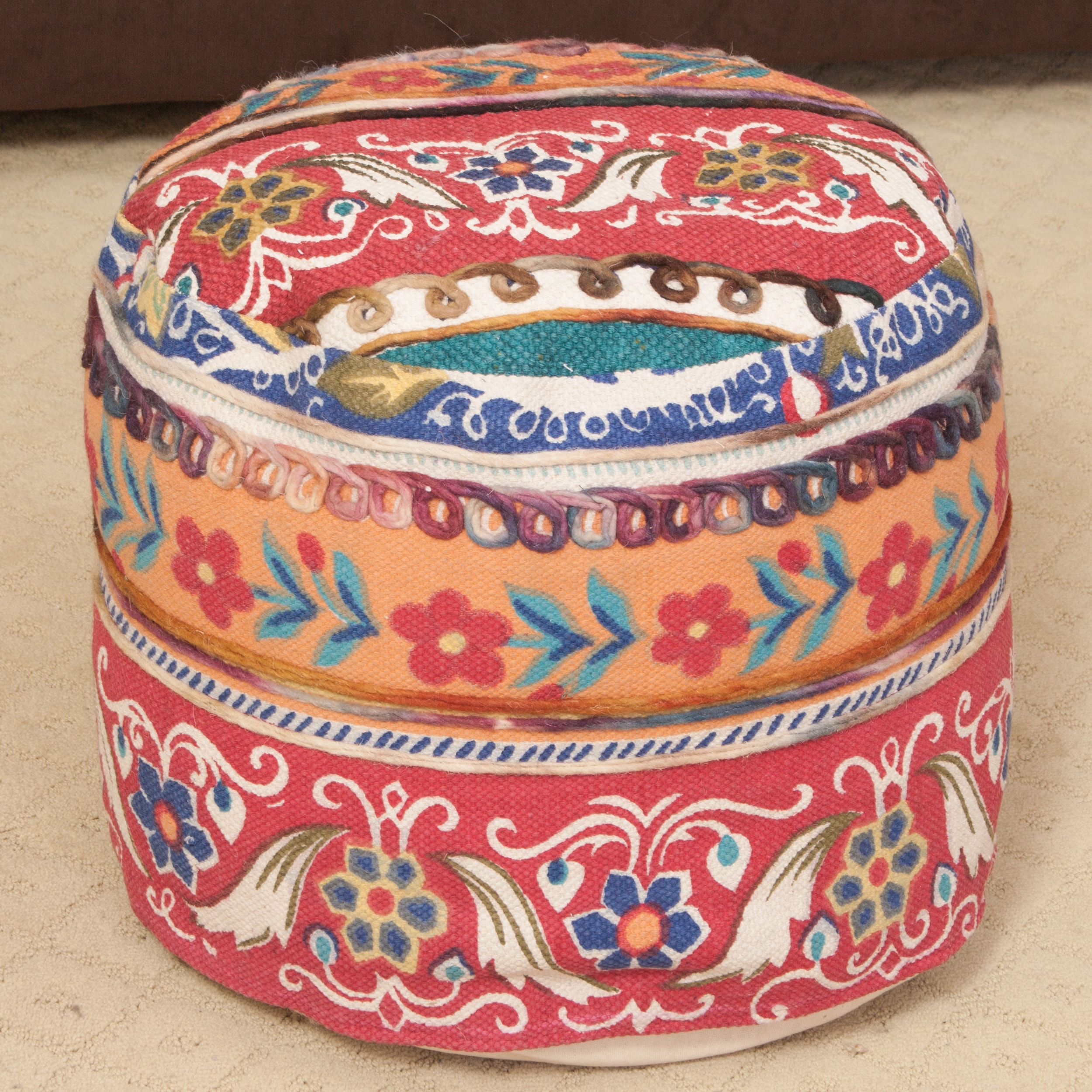 Christopher Knight Home Earvin Cotton Embroidered Pouf Ottoman