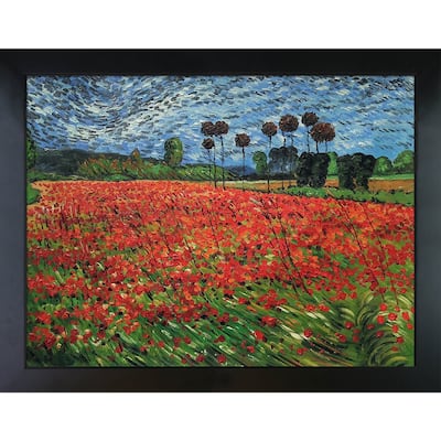 La Pastiche Vincent Van Gogh 'Field of Poppies' Hand Painted Framed Canvas Art