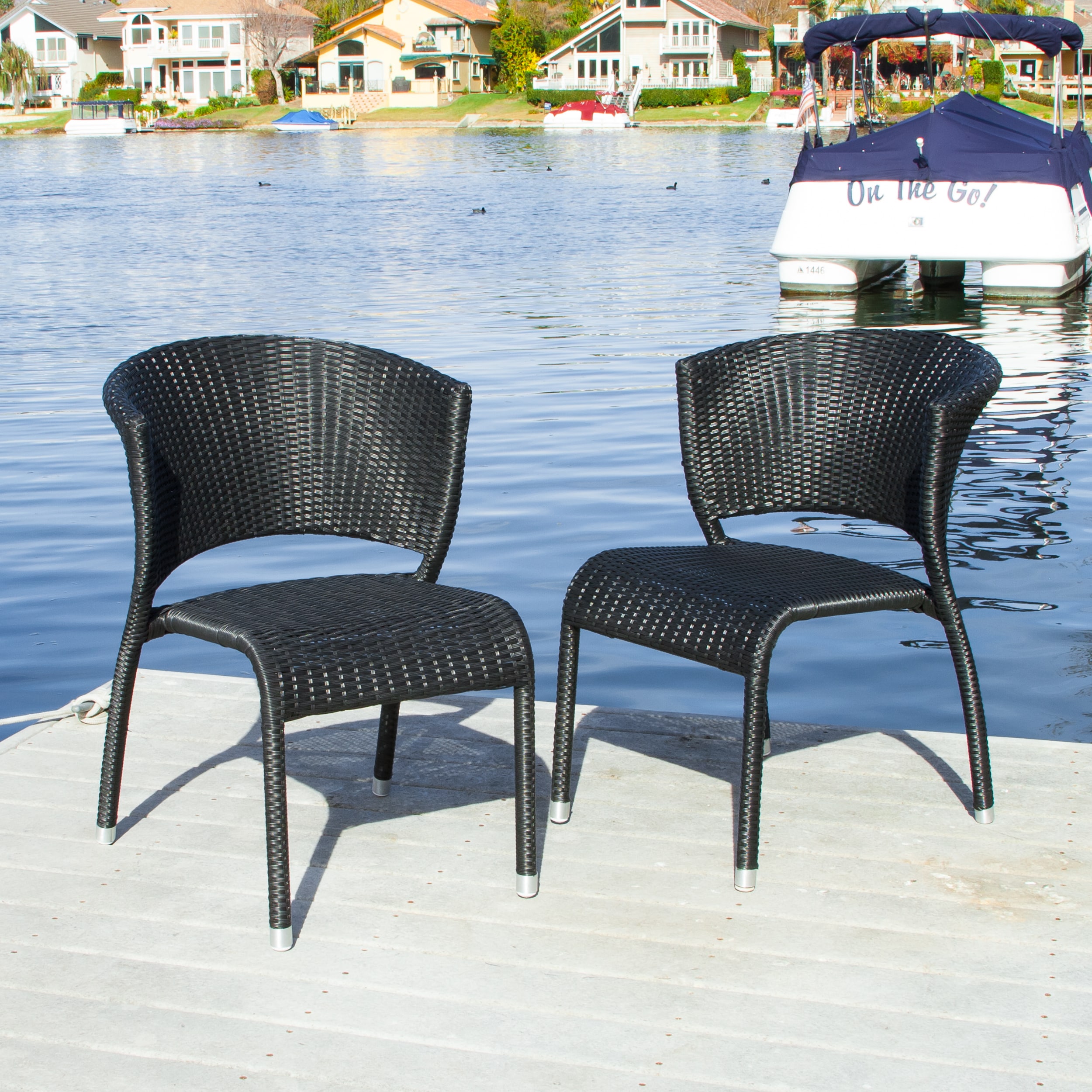 Christopher Knight Home Tampa Black Outdoor Wicker Chairs (set Of 2)