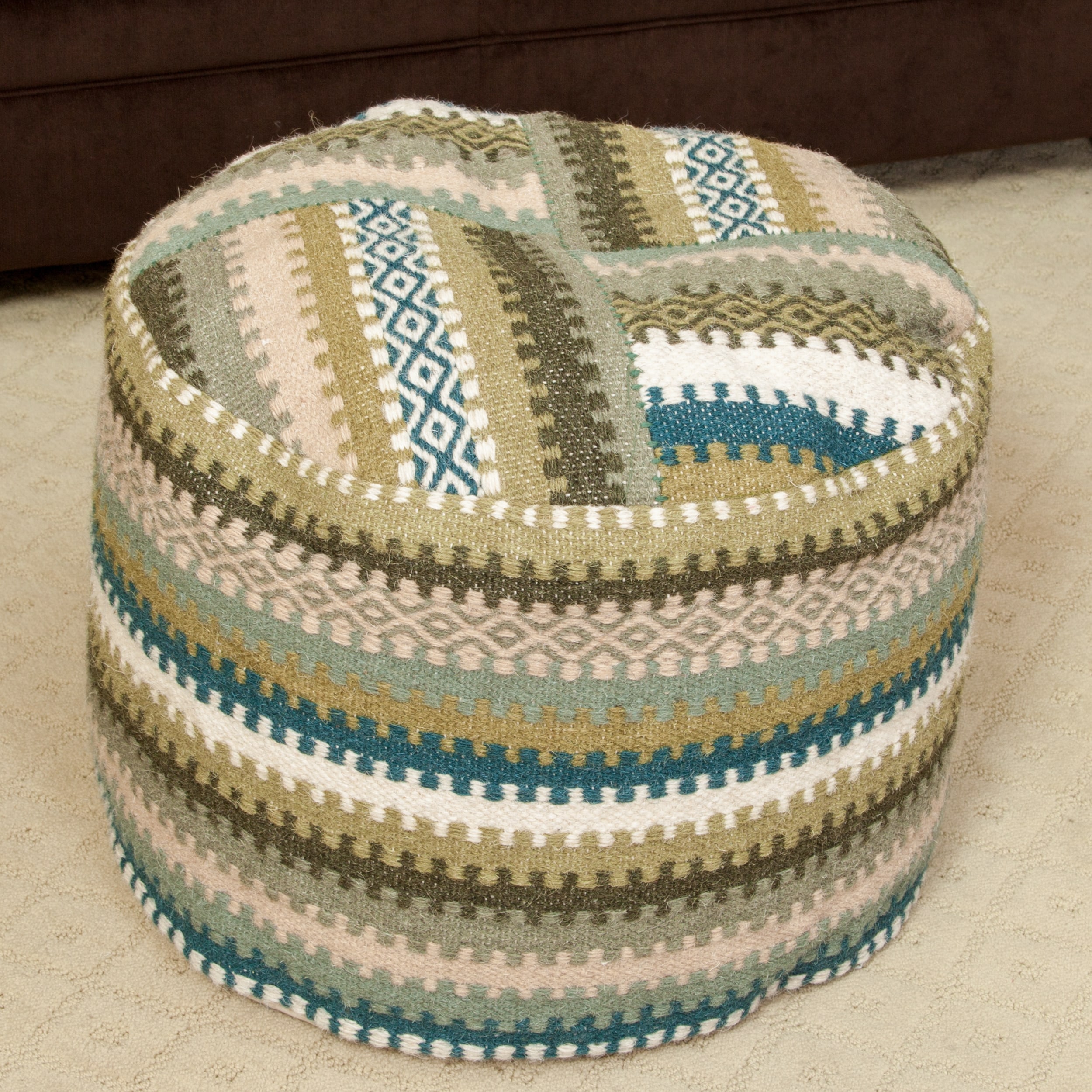 Christopher Knight Home Adan Wool Patch Pouf Ottoman