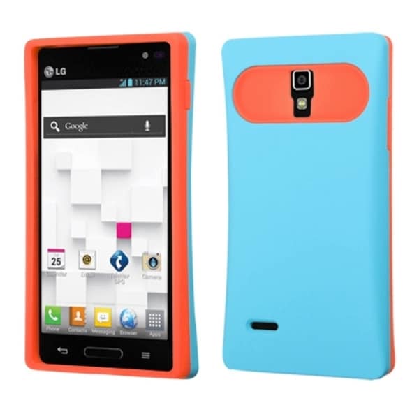 INSTEN Baby Blue/ Orange Wallet Phone Case Cover for LG P769 Optimus