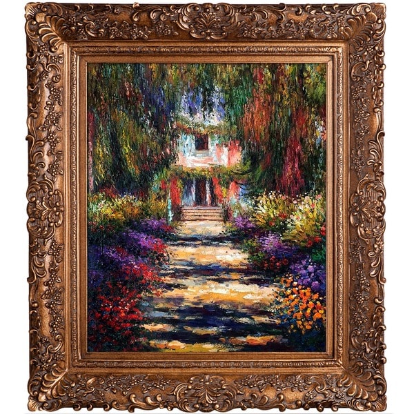 Claude Monet Garden Path at Giverny Hand Painted 29.5 inch Framed