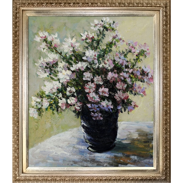 Claude Monet Vase of Flowers Hand Painted Framed Canvas Art