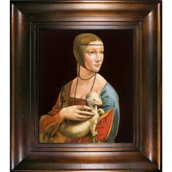 Shop Leonardo Da Vinci 'Lady With an Ermine' Hand Painted Framed Canvas ...