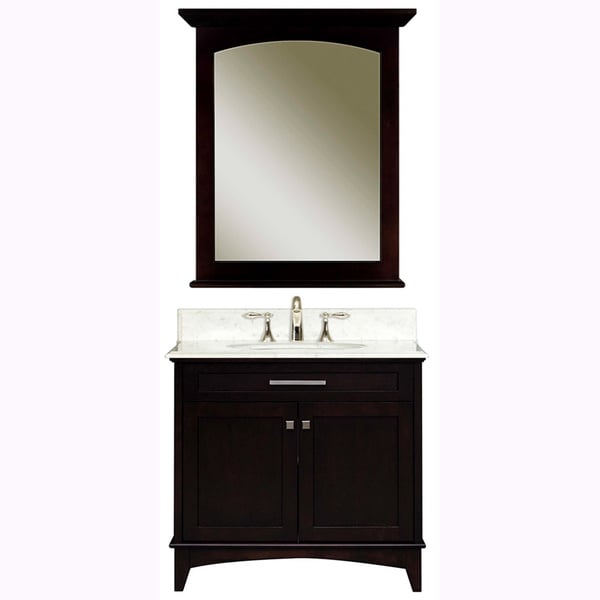 Water Creation Manhattan 30-inch Dark Espresso Single Sink Bathroom Vanity And Manhattan-M-2430 Matching Mirror