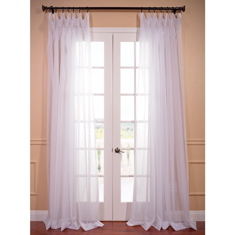 White Doublewide Poly Voile Sheer Curtain Panel