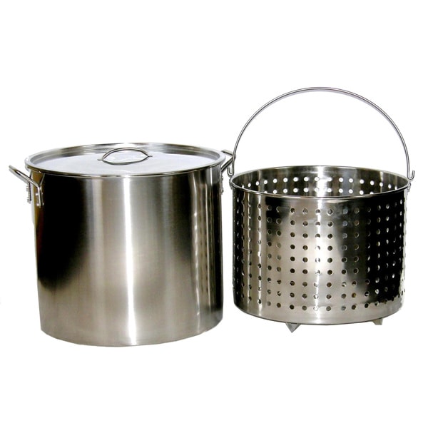 80 quart Stainless Steel Stock/ Brew Pot with Deep Steamer Basket and