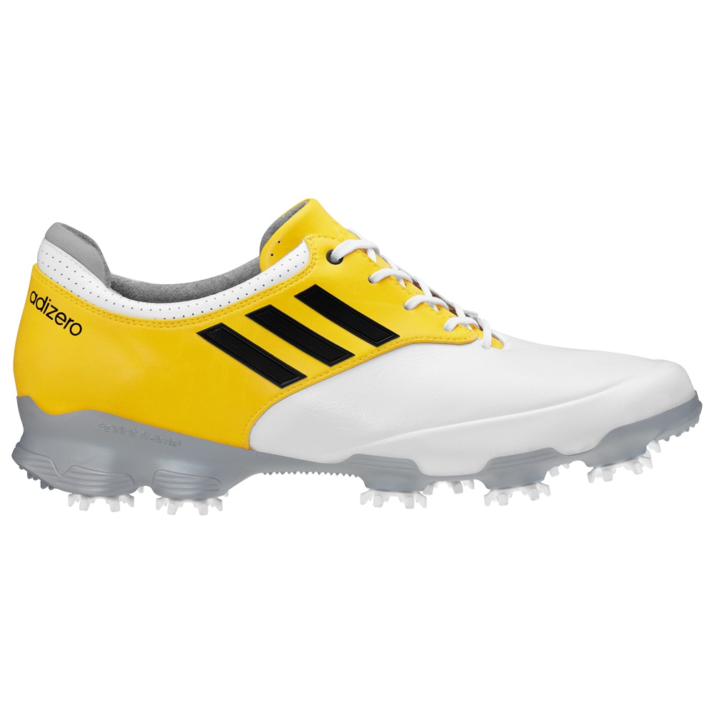 Adidas Mens Adizero Tour White/ Yellow Golf Shoes