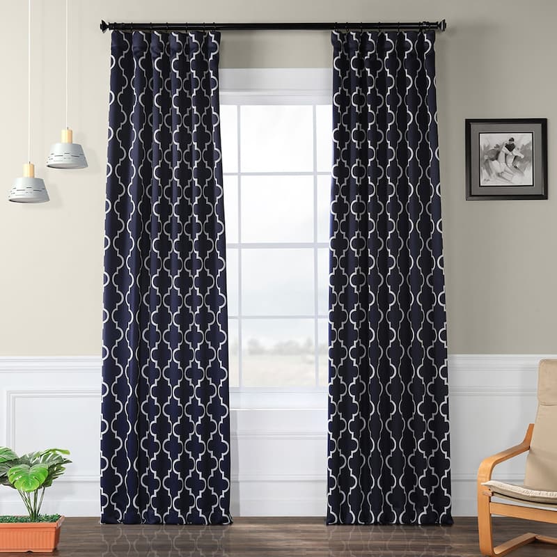 Exclusive Fabrics Seville Room Darkening Curtain Panel Pair (2 Panels) - 50 x 120 - Seville Navy