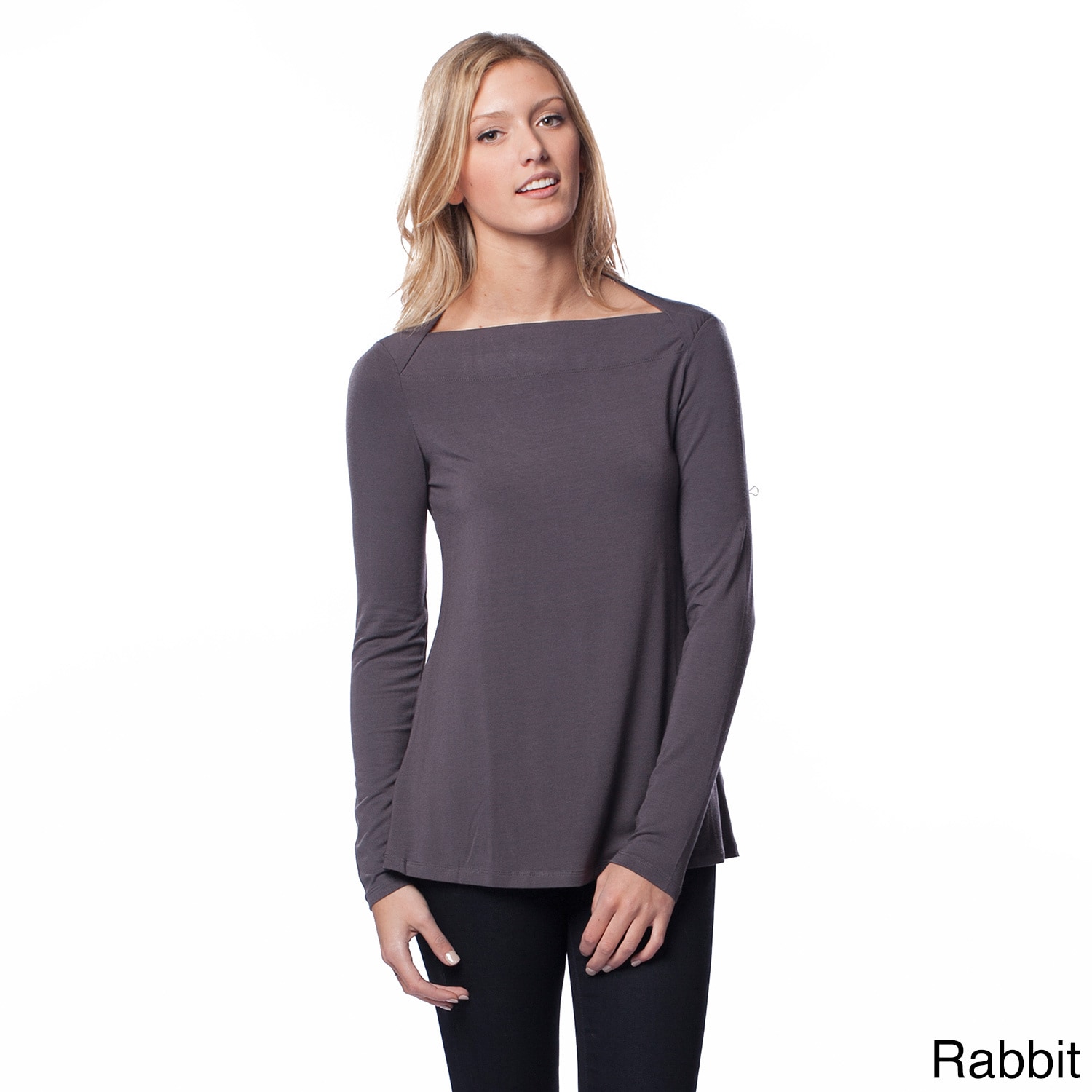 AtoZ AtoZ Womens Boatneck Top Grey Size S (4  6)