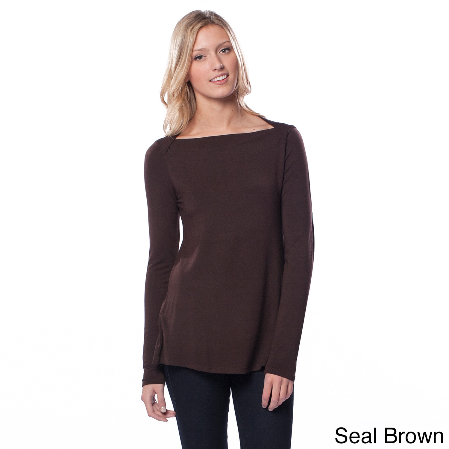 AtoZ AtoZ Womens Boatneck Top Brown Size S (4  6)