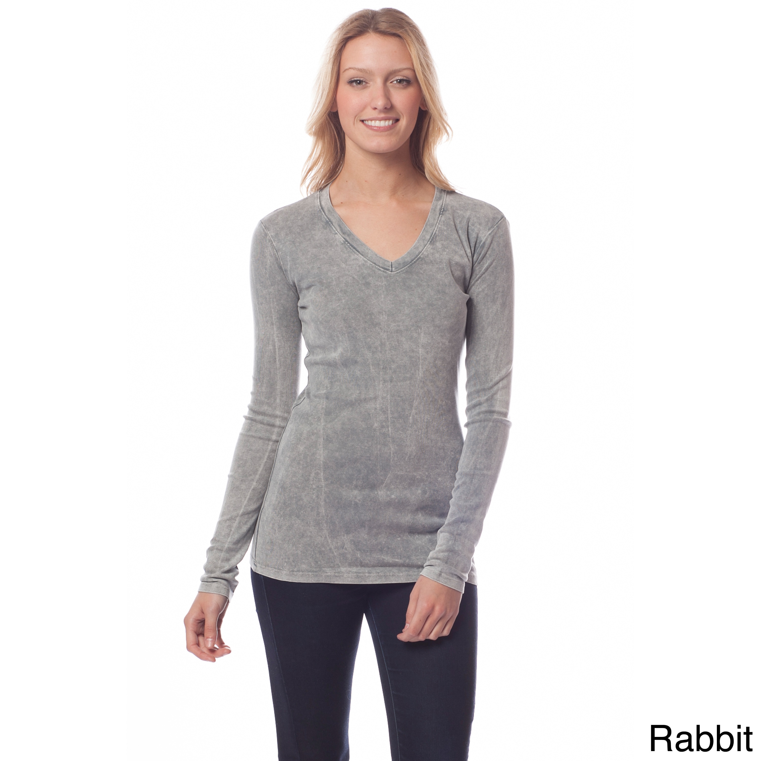 AtoZ Womens Long Sleeve V neck Top