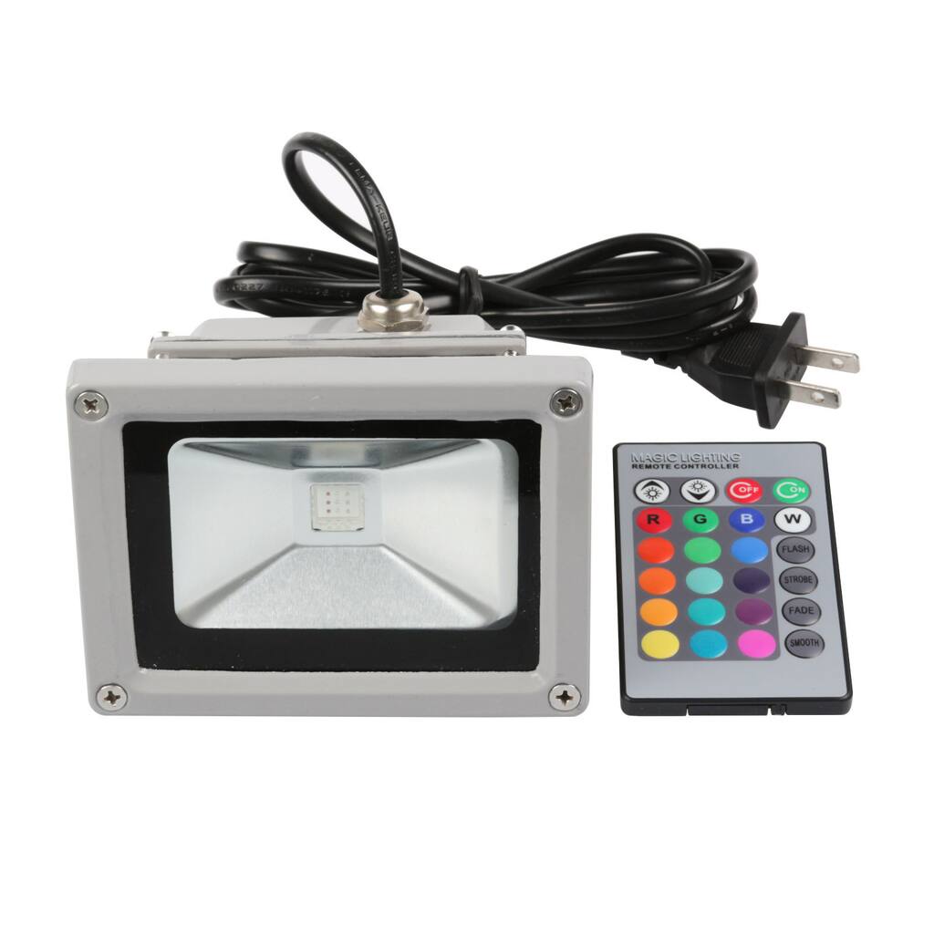 Remote Control Waterproof 10W RGB LED Flood Light, 16 Color Tones