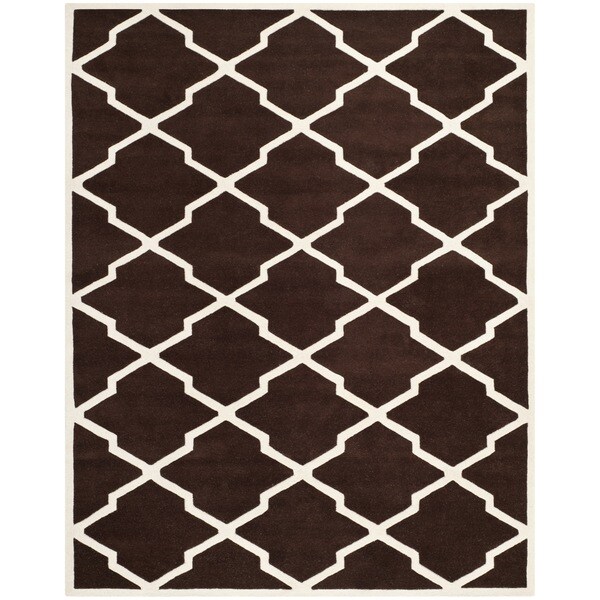 Safavieh Handmade Moroccan Chatham Dark Brown/ Ivory Wool Rug - 8' x 10'