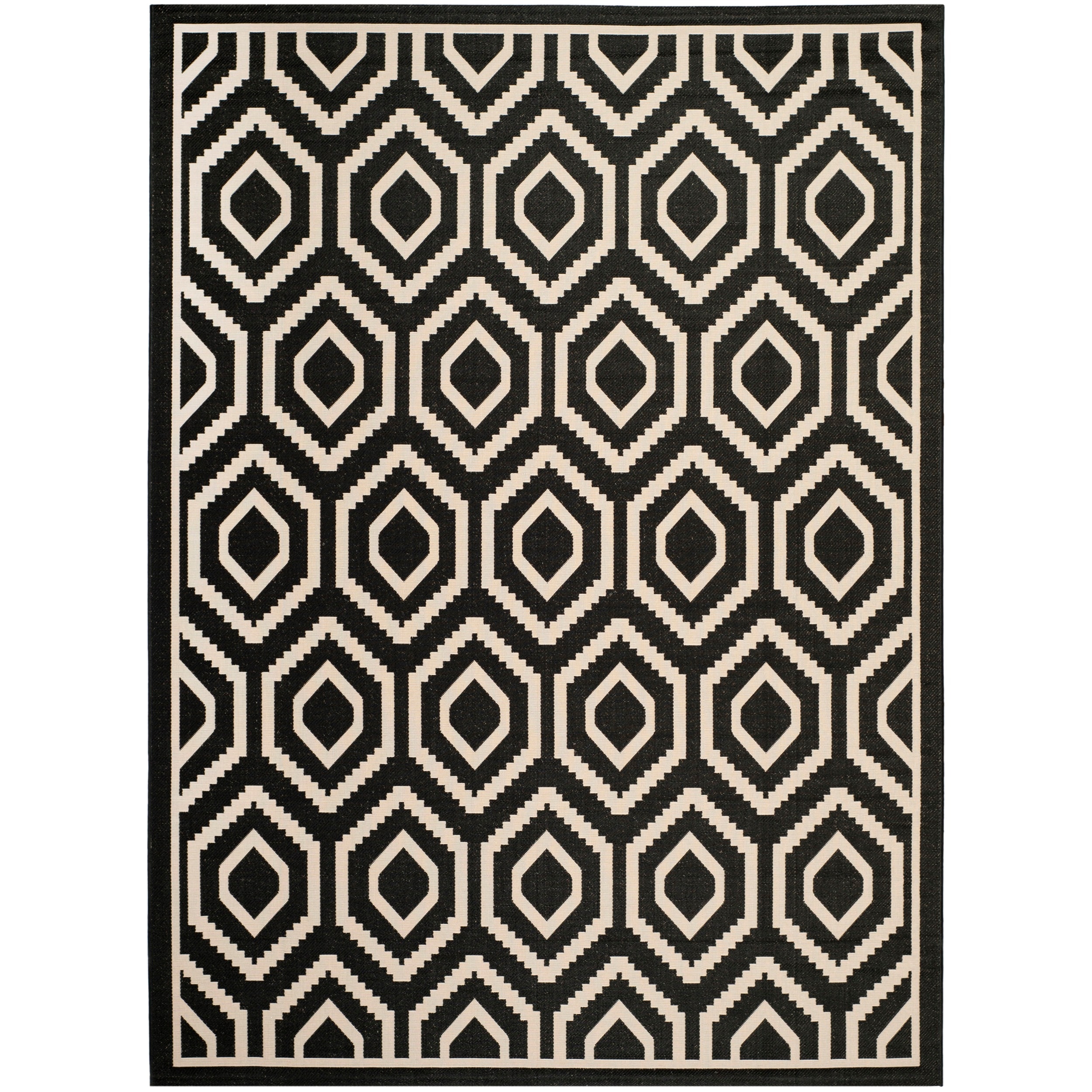 Safavieh Courtyard Black/ Beige Indoor/ Outdoor Area Rug (4 X 57)