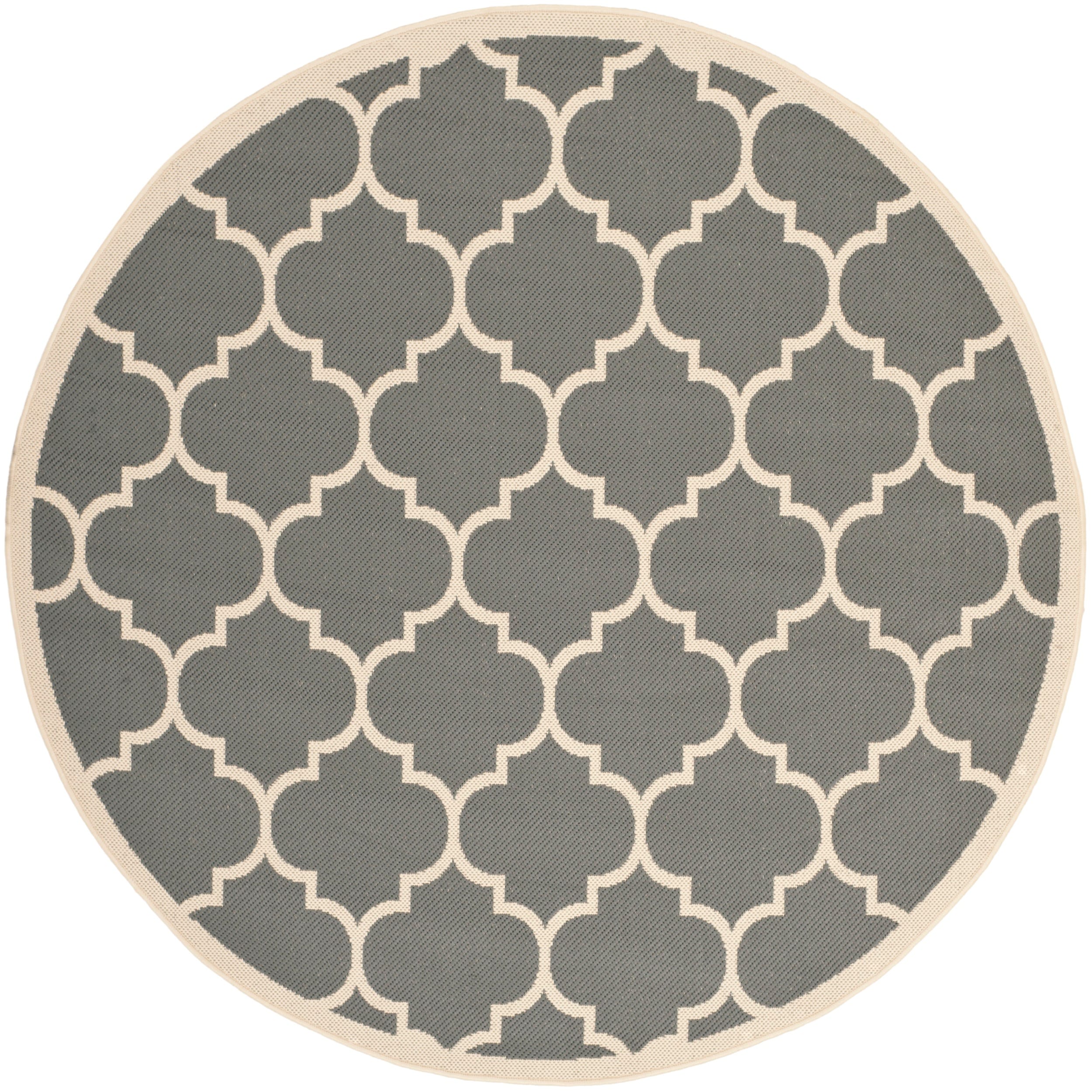 Safavieh Indoor/ Outdoor Courtyard Anthracite/ Beige Polyproplene Rug (710 Round)