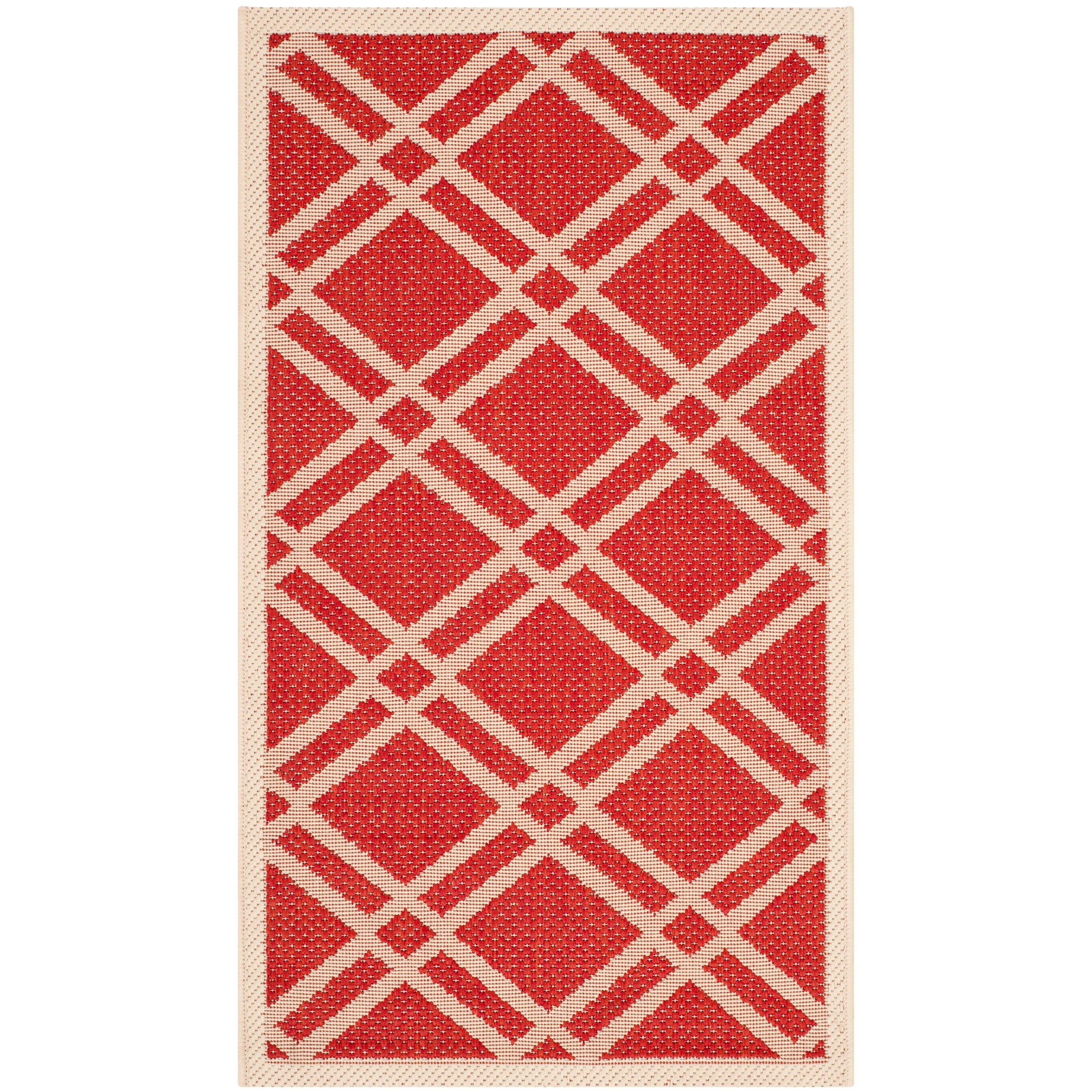 Safavieh Indoor/ Outdoor Courtyard Collection Red/ Bone Rug (27 X 5)